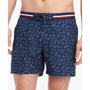 Tommy Hilfiger Men's Circle Print Swim Trunk Shorts‎ Blue Size XL